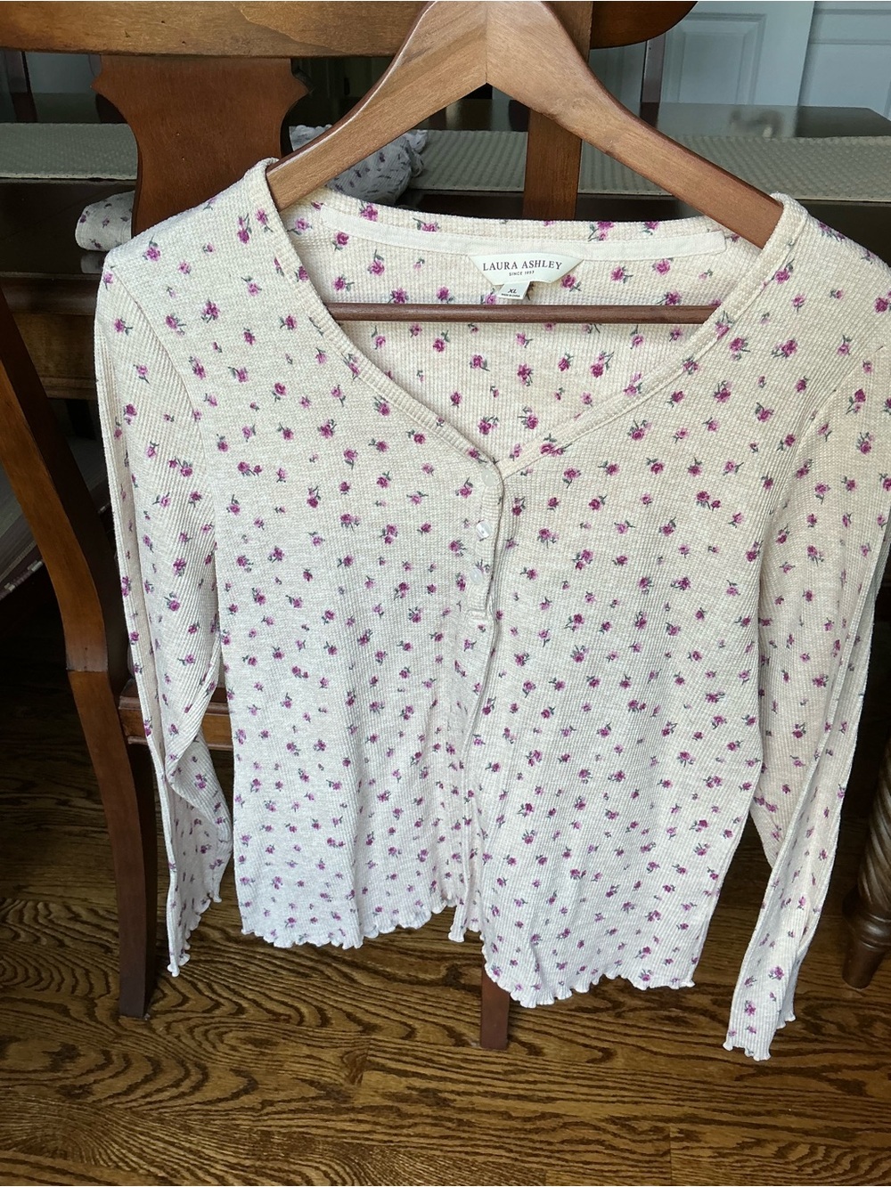 Laura Ashley waffle floral pointelle pajama set sz XL
